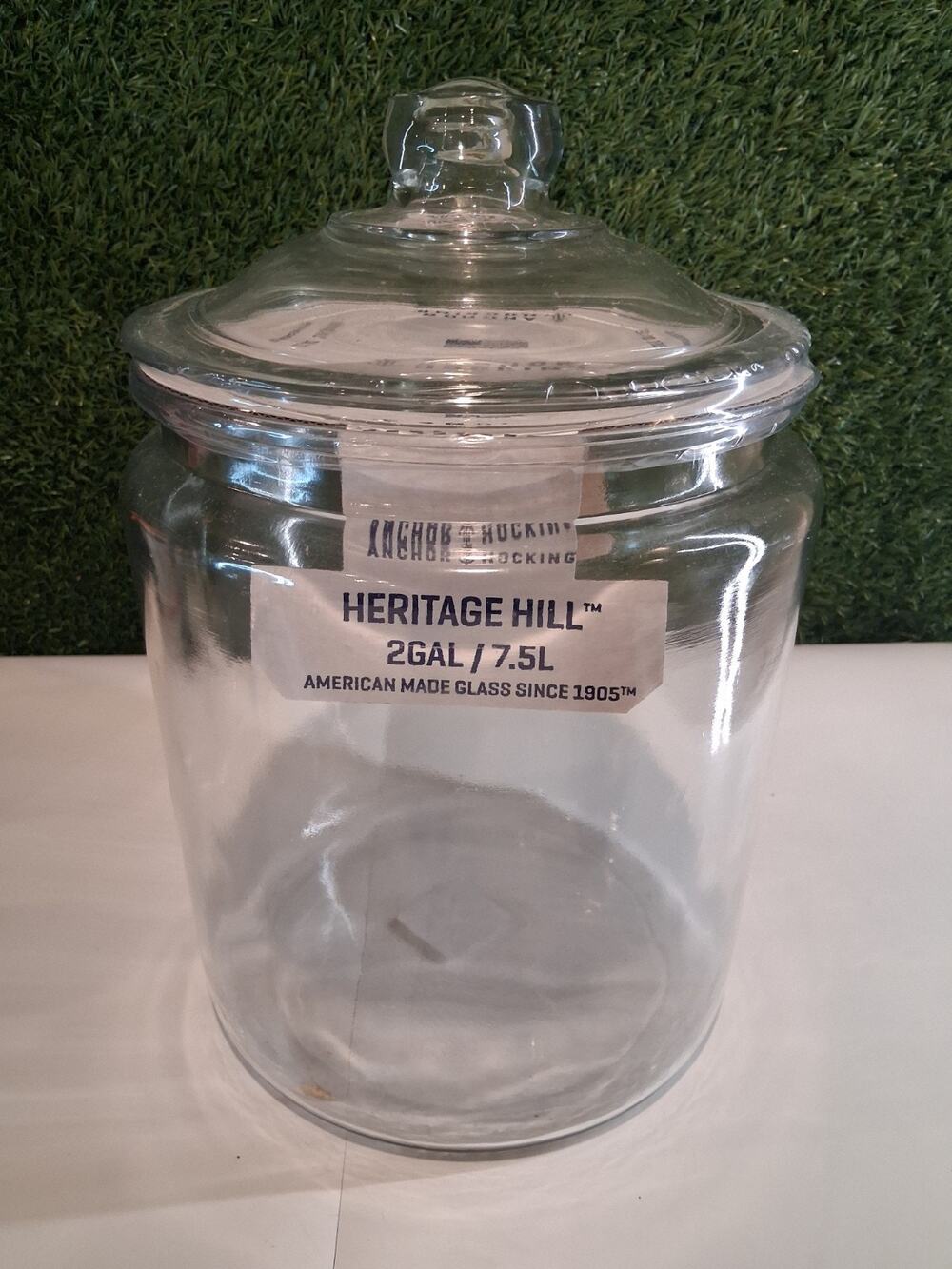 Anchor Hocking Heritage Hill 2 Gallon Glass Storage Jar with Lid Clear 7.5L